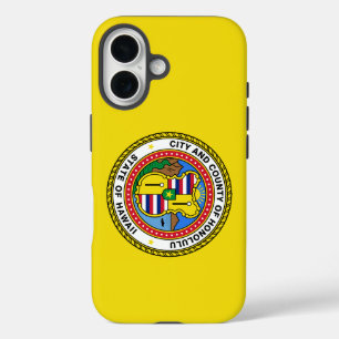 Funda iPhone 16 Bandera de la ciudad de Honolulu, Hawái