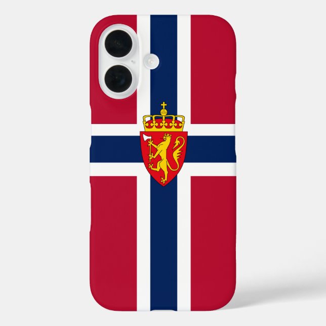 Funda iPhone 16 Bandera de Noruega/ Escudo de armas (Reverso )