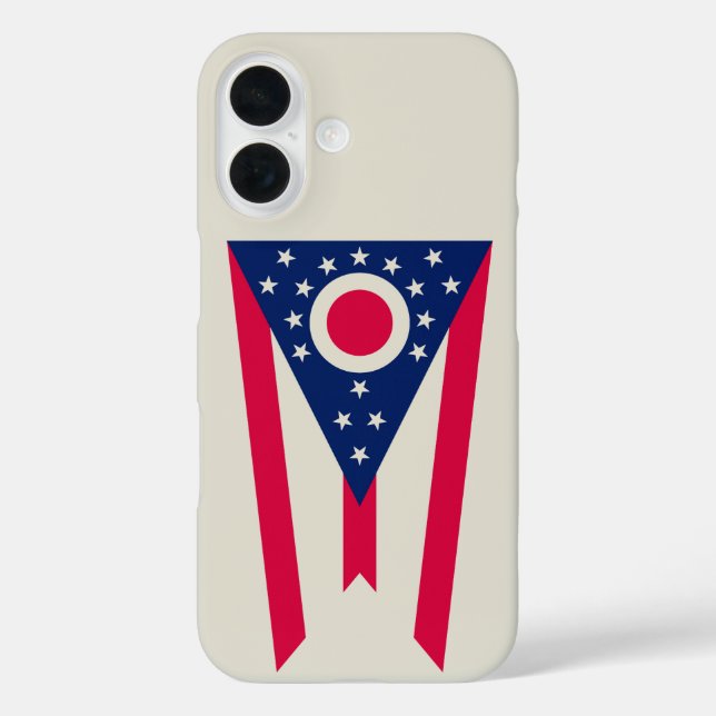 Funda iPhone 16 Bandera de Ohio: El cartel del estado de Buckeye (Reverso )