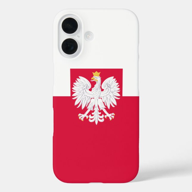 Funda iPhone 16 Bandera de Polonia (con escudo de armas) (Reverso )