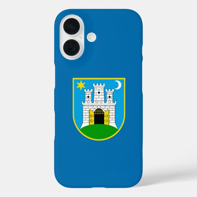 Funda iPhone 16 Bandera de Zagreb, Croacia (Reverso )