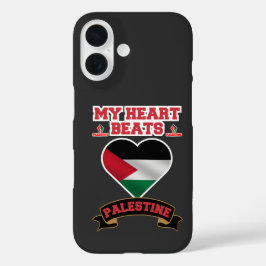 Funda iPhone 16 Bandera del corazón de Palestina Apoya el Orgullo 