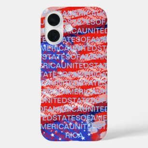 Funda iPhone 16 Bandera del país patriótico de Estados Unidos