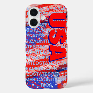Funda iPhone 16 Bandera del país patriótico de Estados Unidos