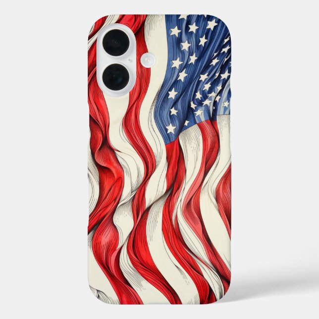 Funda iPhone 16 Bandera estadounidense (Reverso )