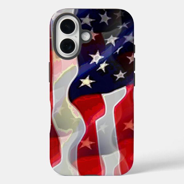 Funda iPhone 16 Bandera estadounidense (Reverso )