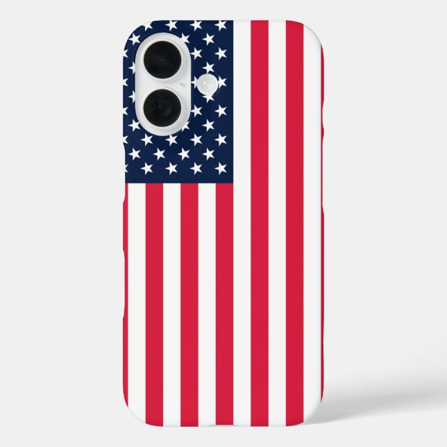 Funda iPhone 16 Bandera estadounidense de 50 estrellas: Viejas est (Reverso )