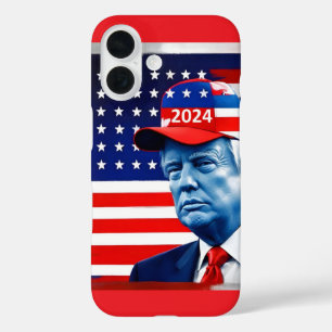 Funda iPhone 16 Bandera estadounidense Donald Trump 2024