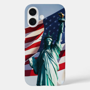 Funda iPhone 16 Bandera estadounidense Lady Liberty