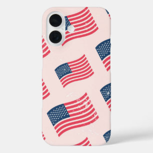 Funda iPhone 16 Bandera estadounidense vintage