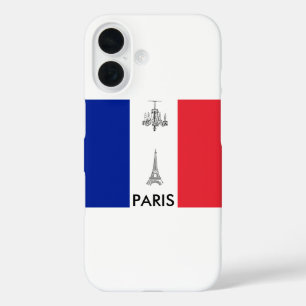 Funda iPhone 16 Bandera francesa temática de París