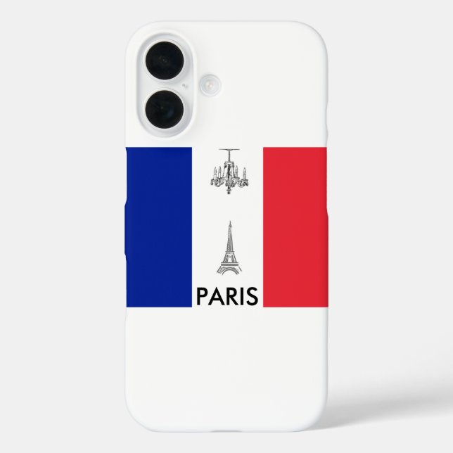 Funda iPhone 16 Bandera francesa temática de París (Reverso )