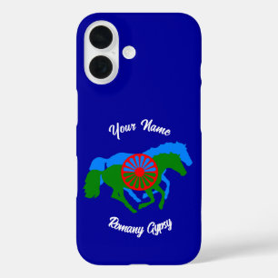 Funda iPhone 16 Bandera gitana y caballo romaní
