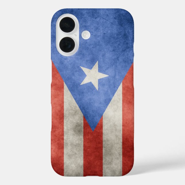 Funda iPhone 16 Bandera gruesa de Puerto Rico (Reverso )
