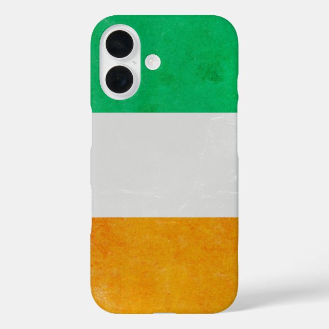 Funda iPhone 16 Bandera tricolor irlandesa Grunge (Reverso )