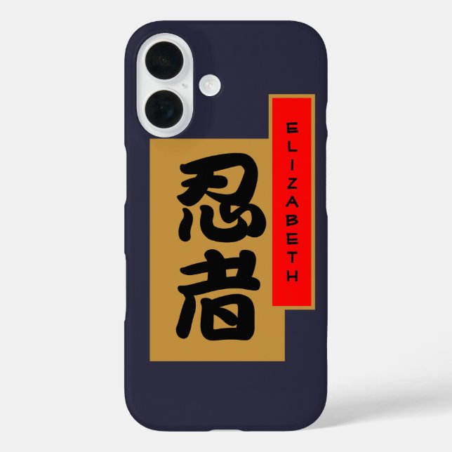 Funda iPhone 16 Banner japonés Ninja Kanji (Reverso )