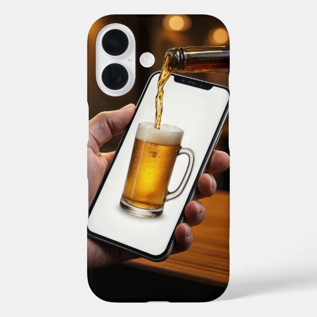 Funda iPhone 16 Bar Botella de cerveza vertiendo cerveza (Reverso )