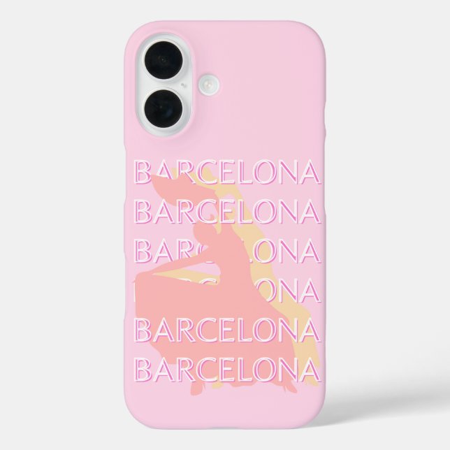 Funda iPhone 16 Barcelona Travel Art, España Art, Pink, Pastel (Reverso )
