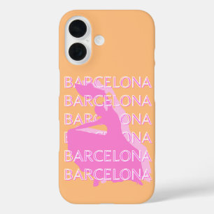 Funda iPhone 16 Barcelona Travel Art, España Travel Art, Naranja