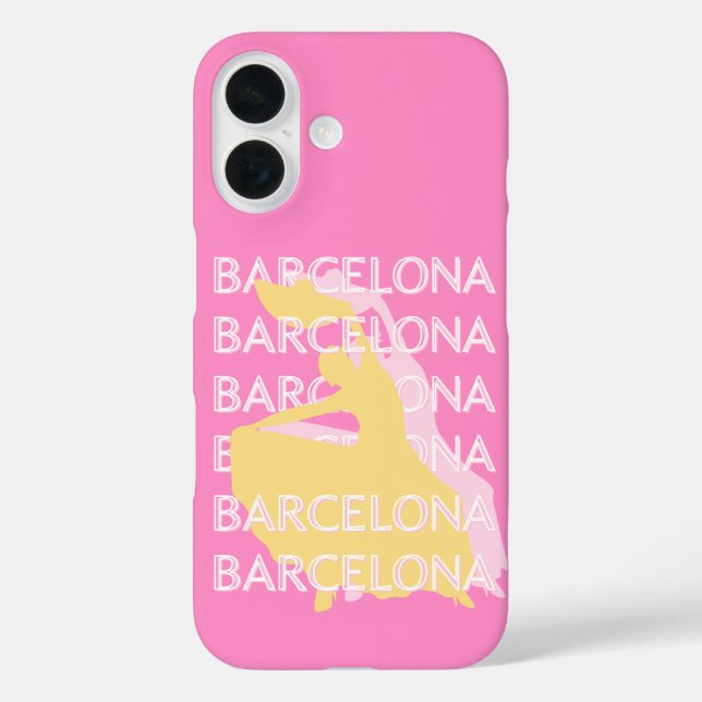 Funda iPhone 16 Barcelona Travel Art, España, Travel Art, Pink (Reverso )