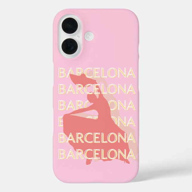 Funda iPhone 16 Barcelona Viajes Arte, Rosa, Pastel (Reverso )