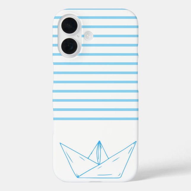 Funda iPhone 16 Barco de vela de papel precoz (Reverso )