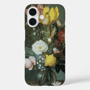 Funda iPhone 16 Barroco Antiguo, Ramo de Flores en Jarrón de Vidri