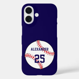 Funda iPhone 16 Baseball Ball Name & Number
