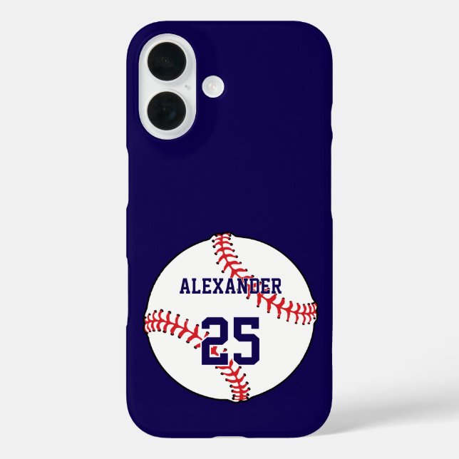 Funda iPhone 16 Baseball Ball Name & Number (Reverso )