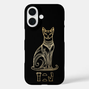 Funda iPhone 16 Bastet, Diosa Gata Egipcia. Nombre en jeroglíficos
