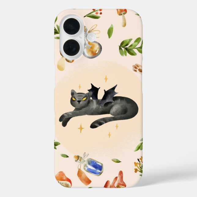 Funda iPhone 16 Batcat Magic - Cute Witchy Halloween (Reverso )