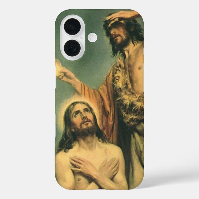Funda iPhone 16 Bautismo de Jesucristo por Juan Bautista (Reverso )