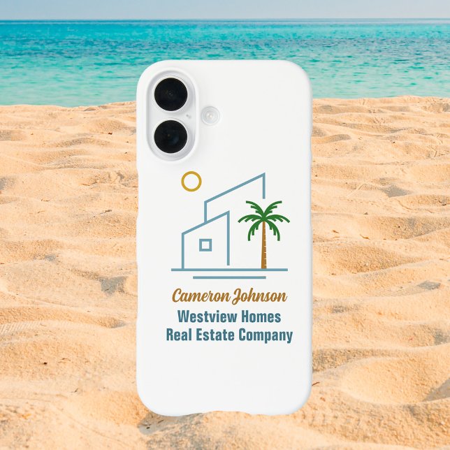 Funda iPhone 16 Beach Real Estate Company Custom Coastal Realtor (Subido por el creador)