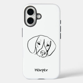 Funda iPhone 16 Beagle Bliss: Personalizable Line Art Phone Case