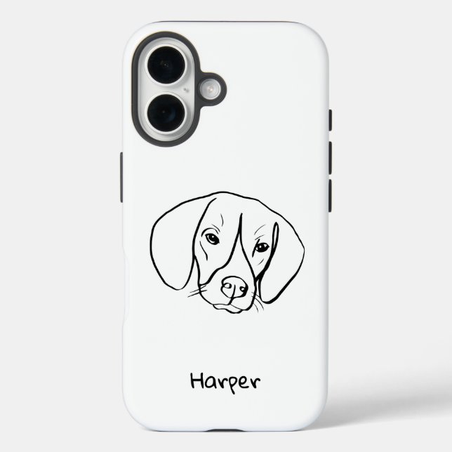 Funda iPhone 16 Beagle Bliss: Personalizable Line Art Phone Case (Reverso )