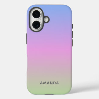 Funda iPhone 16 Beautiful Green Pink Blue Ombre Personalized