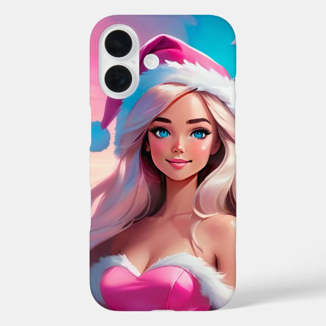 Funda iPhone 16 Beautiful Pink Christmas Girl 01 (Reverso )