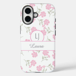 Funda iPhone 16 Beautiful Pink Floral Personalized 