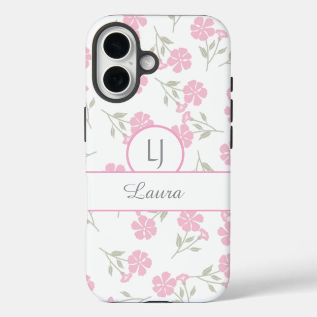 Funda iPhone 16 Beautiful Pink Floral Personalized  (Reverso )