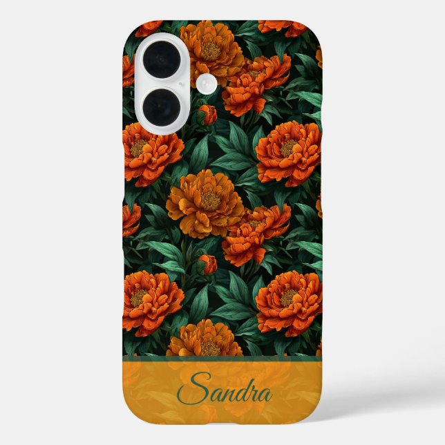 Funda iPhone 16 Beautiful Wedding Gift Peony Flower Name (Reverso )