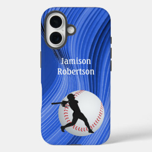 Funda iPhone 16 Béisbol con jugador y pelota personalizar