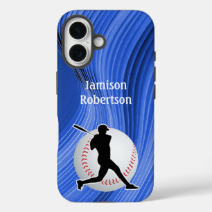 Funda iPhone 16 Béisbol con jugador y pelota personalizar