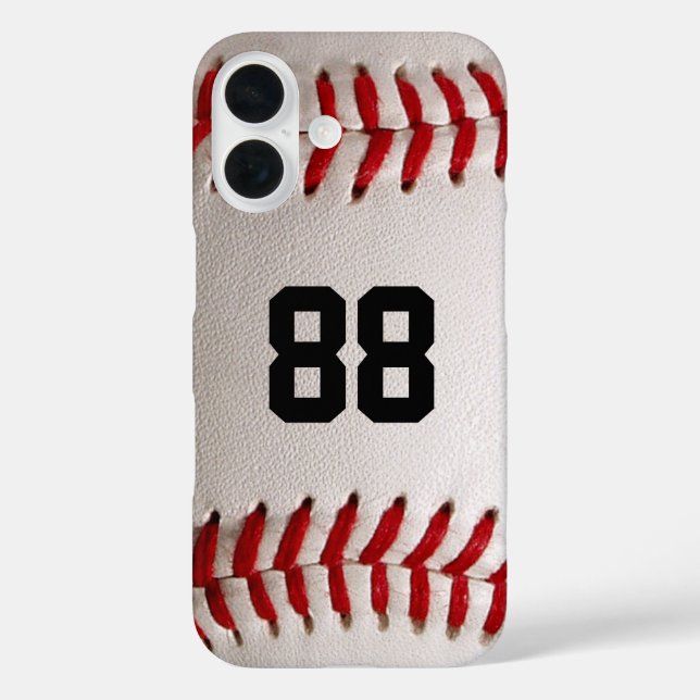 Funda iPhone 16 Béisbol con número de Personalizable (Reverso )
