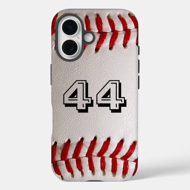 Funda iPhone 16 Béisbol con número de Personalizable (Reverso )