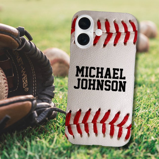 Funda iPhone 16 Béisbol con texto de Personalizable (Subido por el creador)