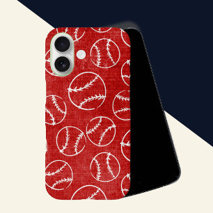 Funda iPhone 16 Béisbol esquemático rojo