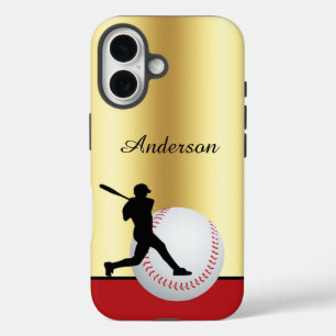 Funda iPhone 16 Béisbol personalizado con nombre Elegante Colorido