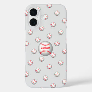 Funda iPhone 16 Béisbol personalizado con tintas rojas