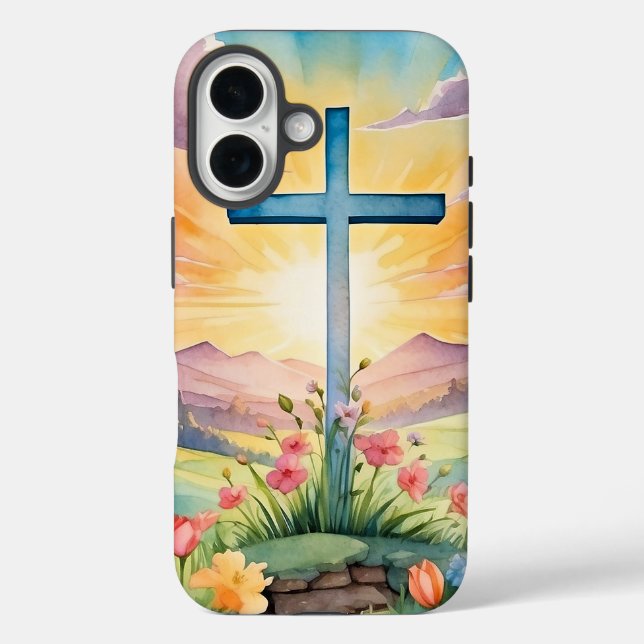 Funda iPhone 16 Bella acuarela de Pascua (Reverso )