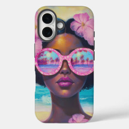 Funda iPhone 16 Belleza tropical en tonos rosados